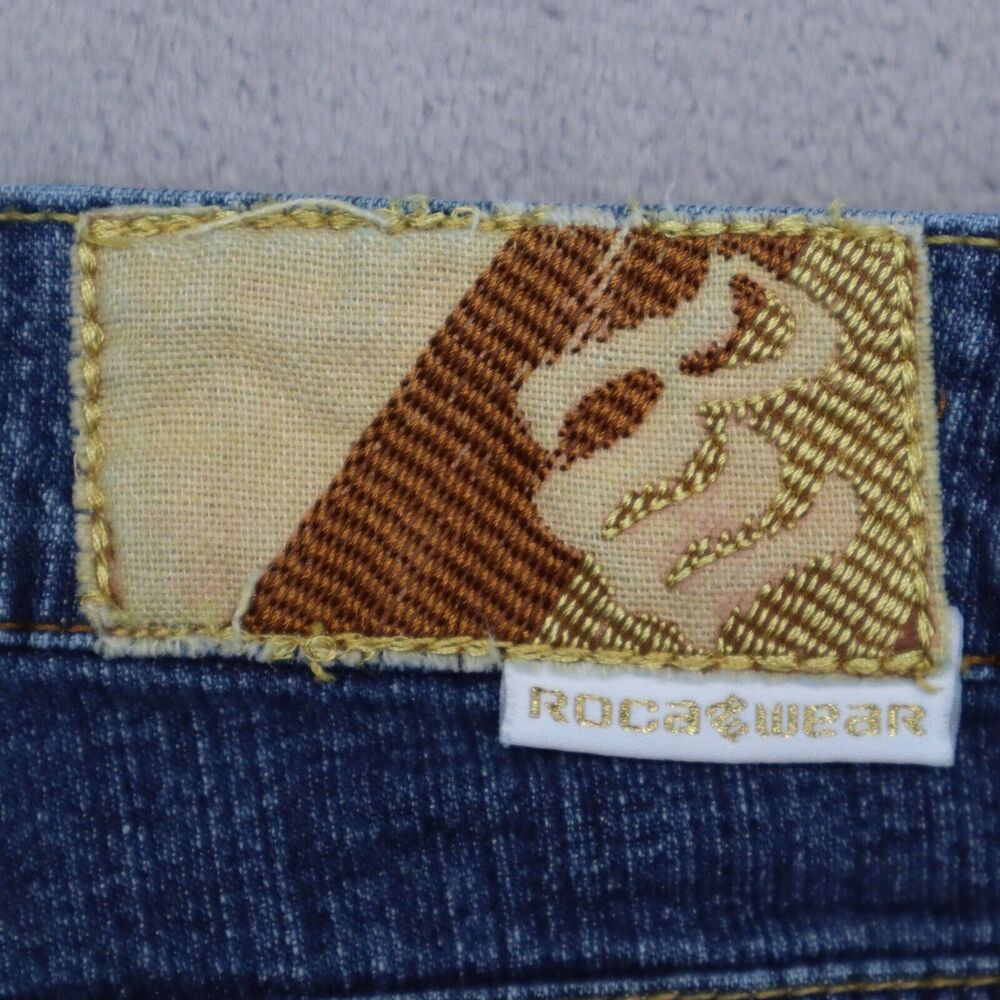 Rocawear Jeans Pants Womens 13 Blue Faded 5 Pocket Bootcut Button Zip Denim - Picture 14 of 16
